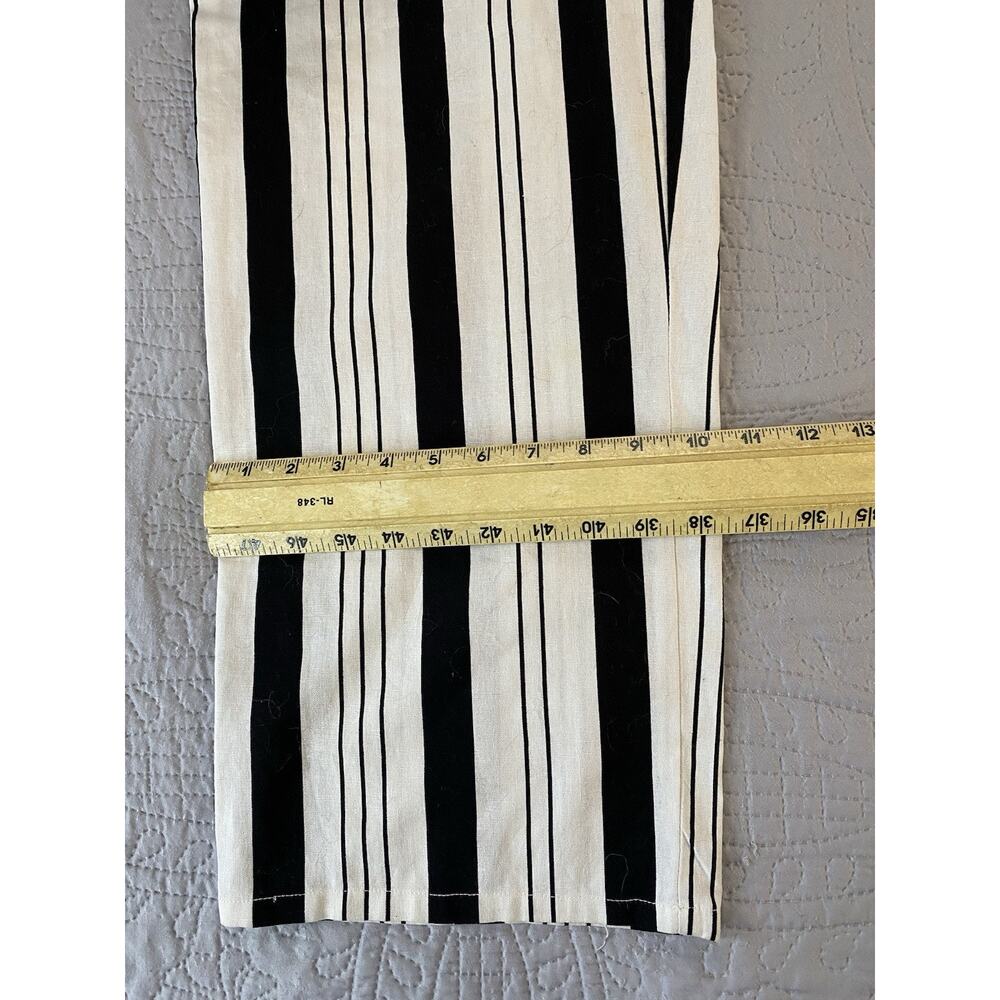 Pink Mink MPC Sz M Black Wht Stripe V Lined Elastic Waist Wide Leg Crp Jumper - Picture 12 of 12